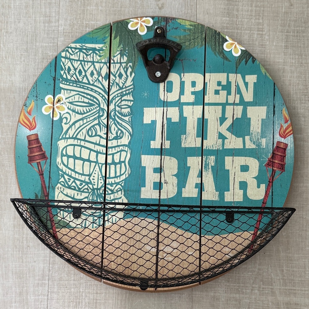 Tropical Tiki Bar Wall Art with Bottle Opener
